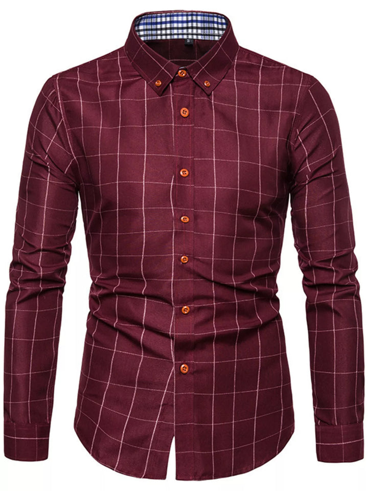 Men's Plus Size Classic Plaid Button-Down Shirt