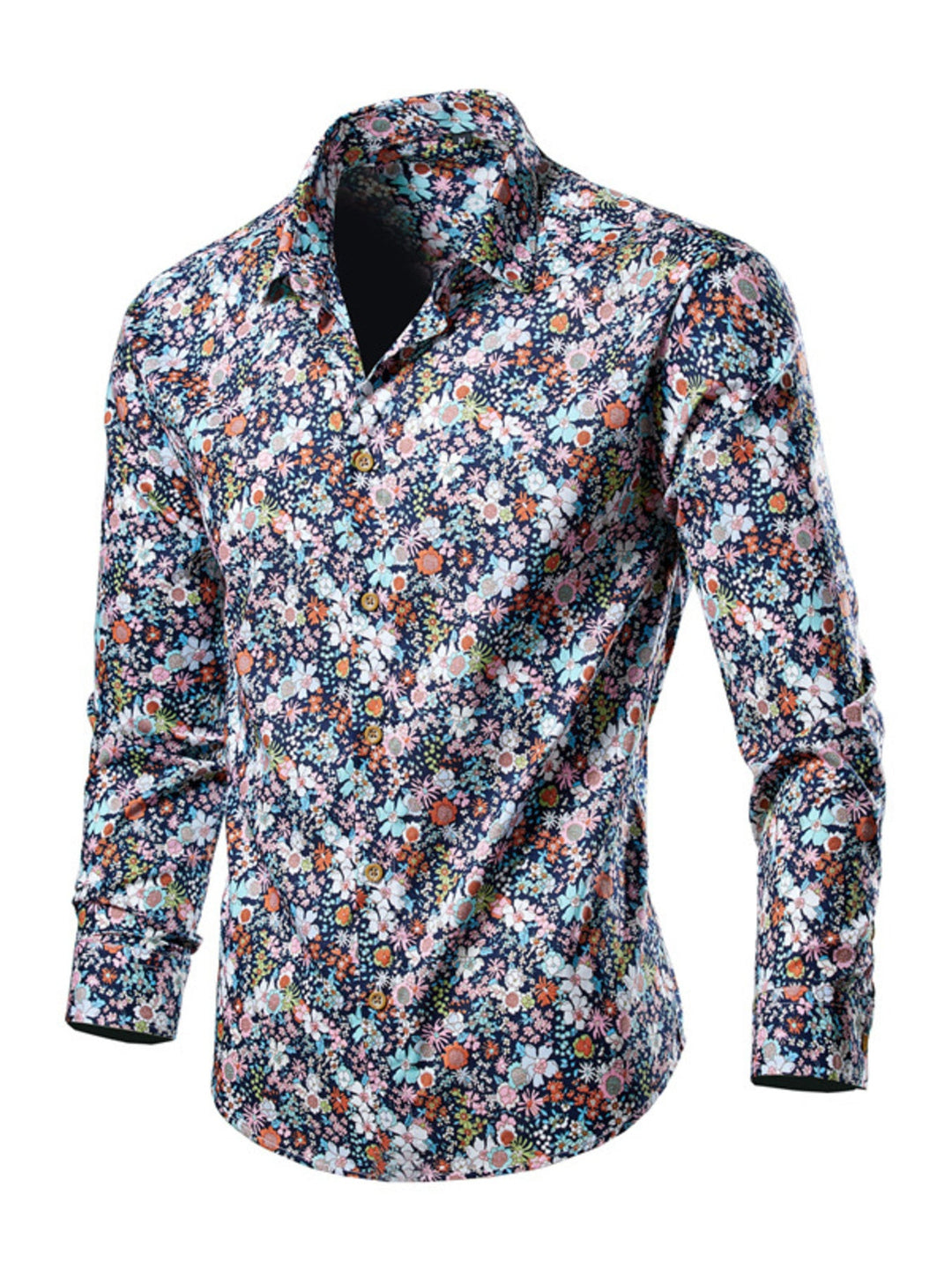 Men's Plus Size Tropical Leaf Print Button-Down Shirt