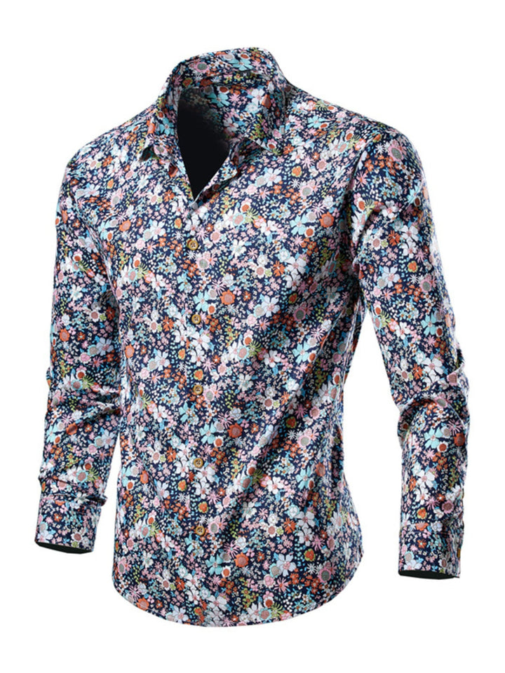 Men's Plus Size Tropical Leaf Print Button-Down Shirt