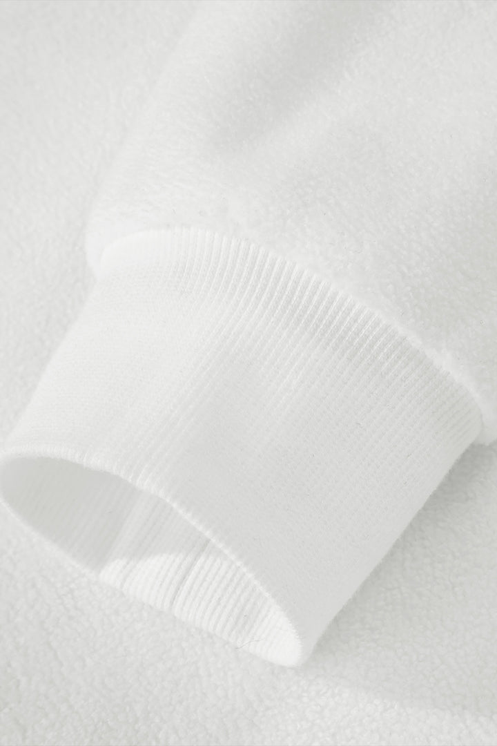 White Oversize Drop Shoulder Reversible Mock Neck Sweatshirt