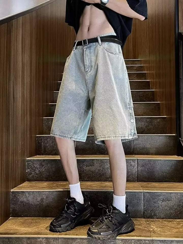 Men's Plus Size Loose Fit Wash Denim Shorts
