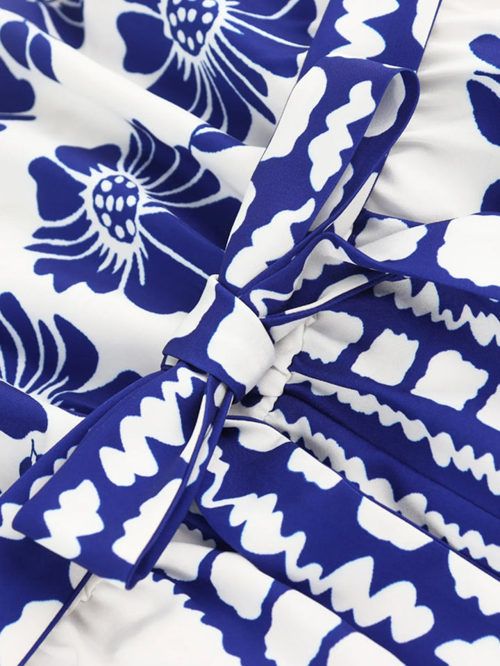 Printed Tube Tie Waist Romper