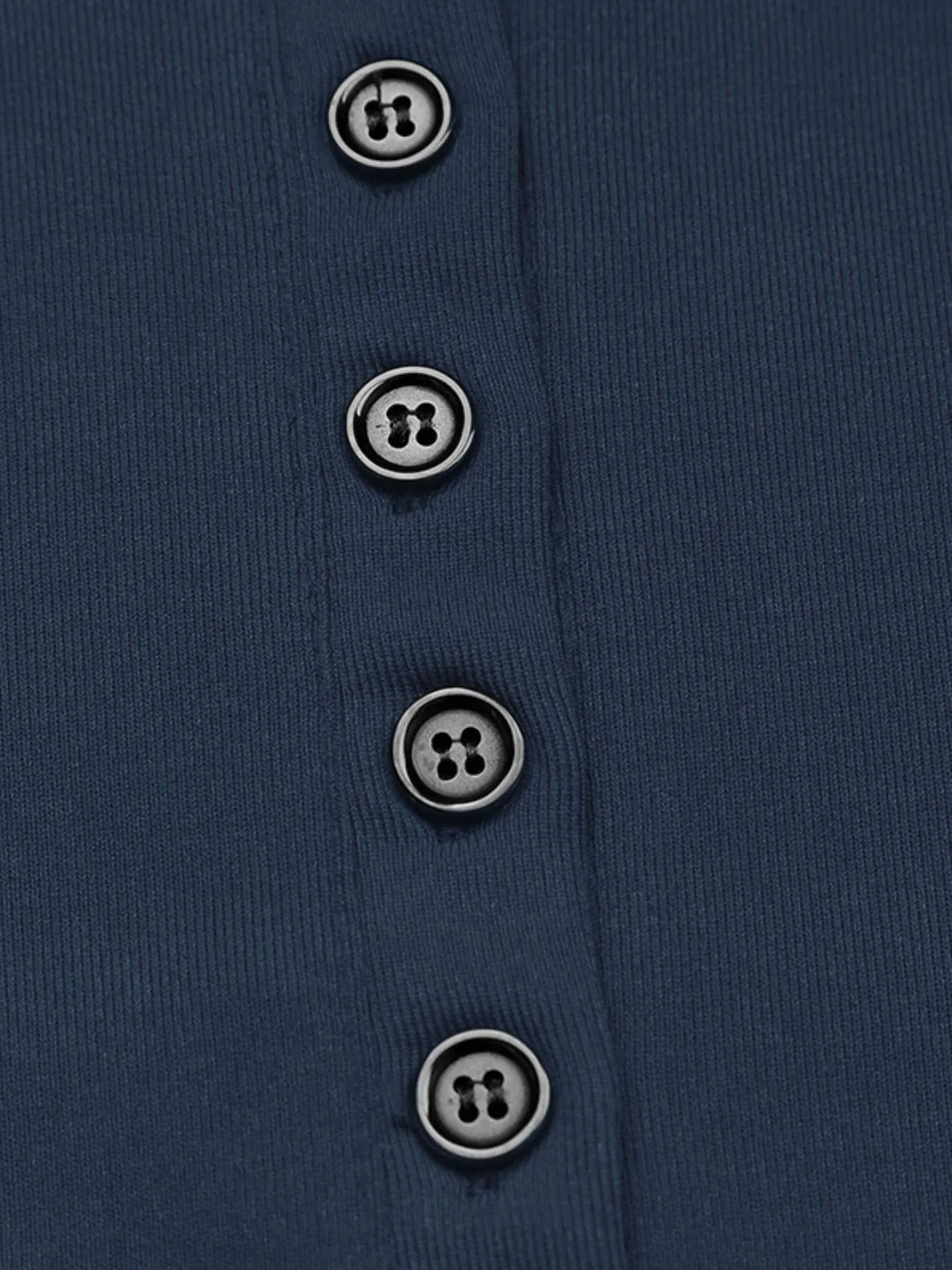 Long Sleeve Button Front Fitted T-Shirt