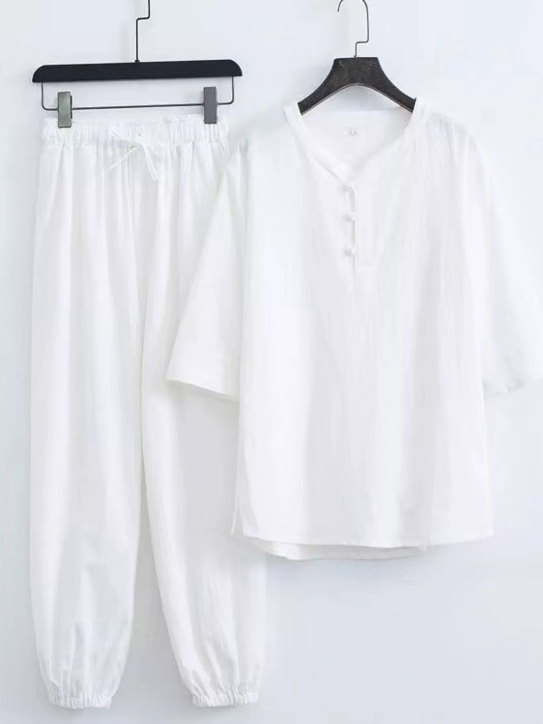 Men's Plus Size Chinese Style Top and Pants Set