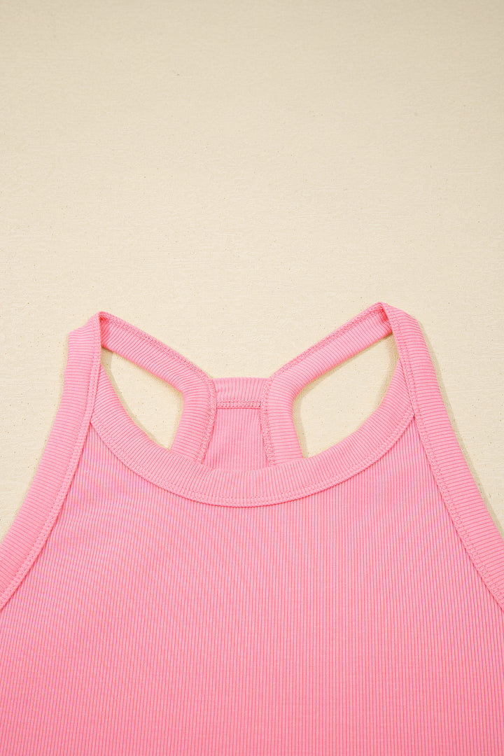 Sachet Pink Slim Tank Top Elastic Waist Mini Skort 2pcs Outfit