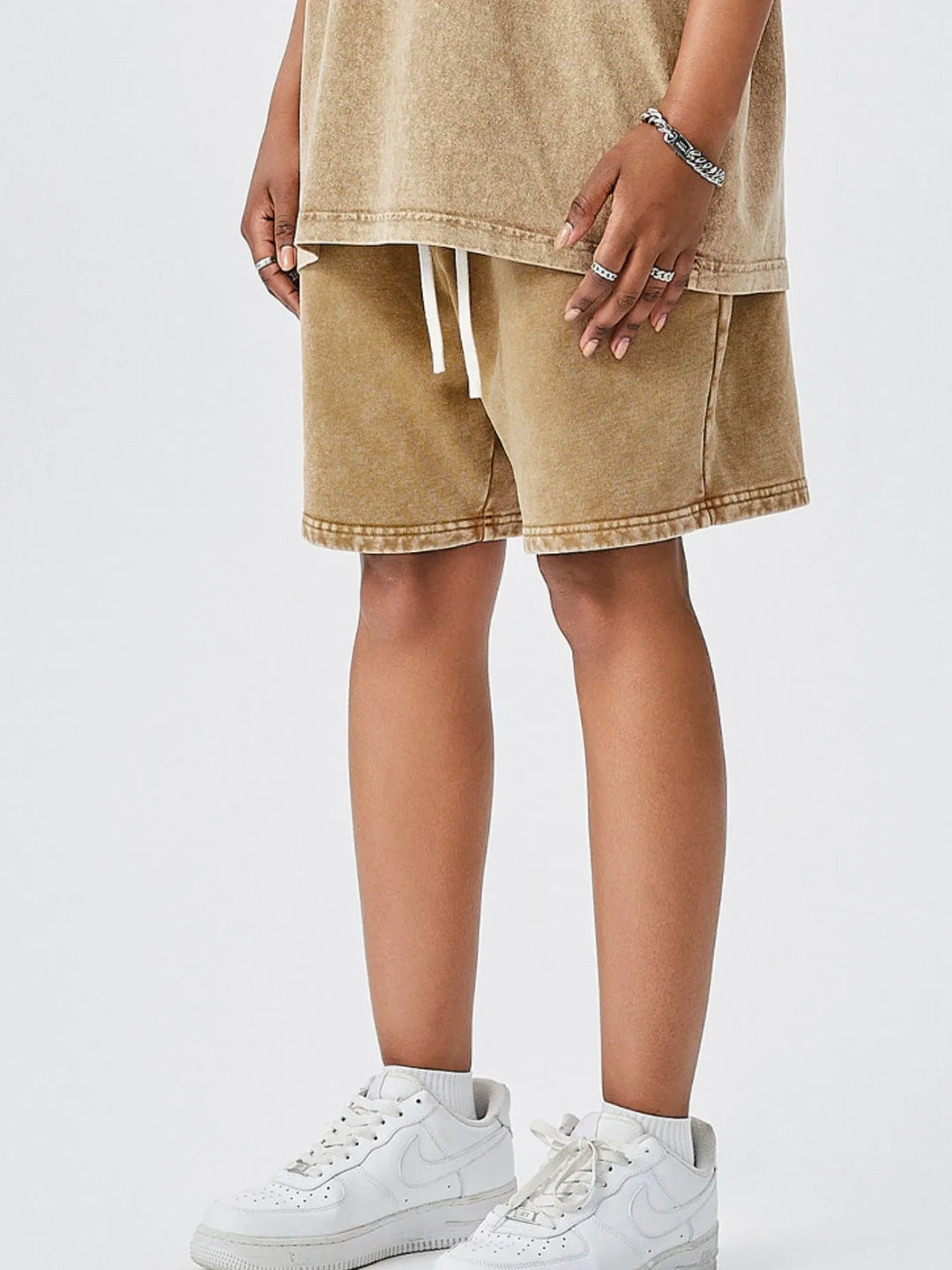 Men's Drawstring Washed Shorts