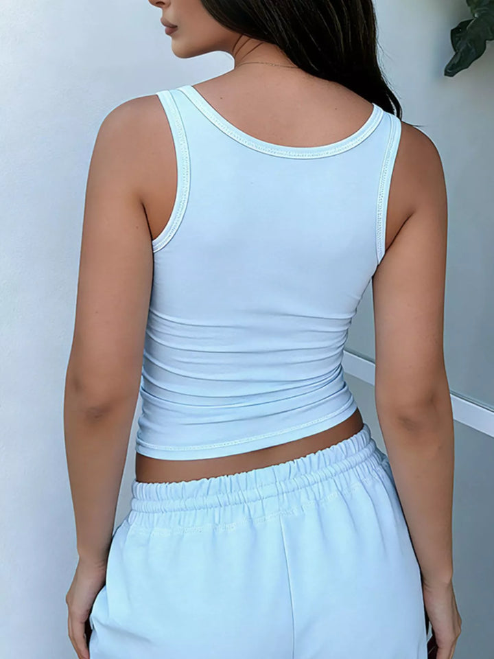 Scoop Neck Tank Top and Drawstring Pants Set
