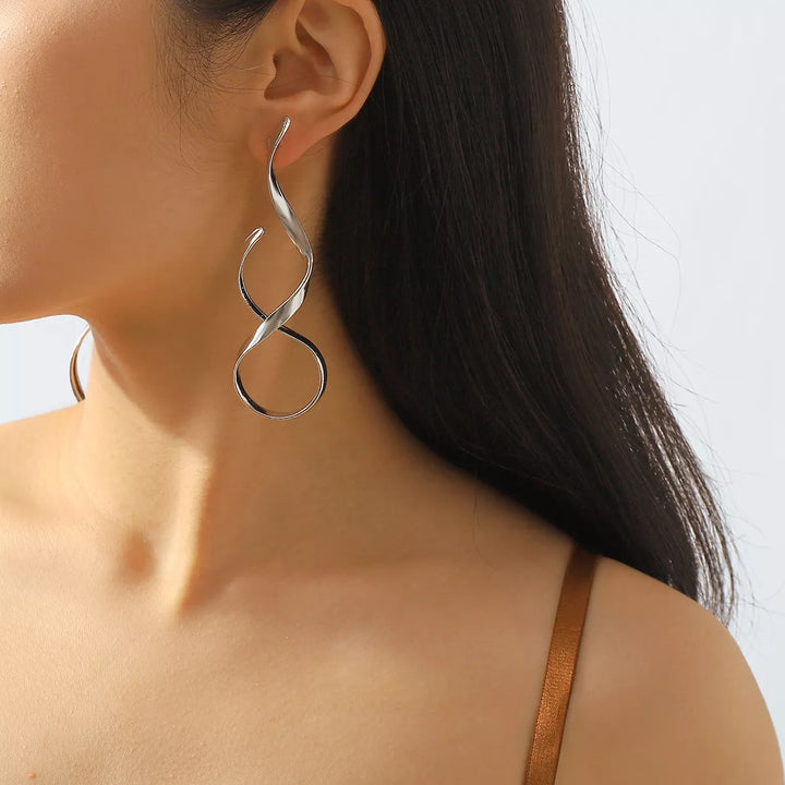 Alloy Spiral Drop Earrings