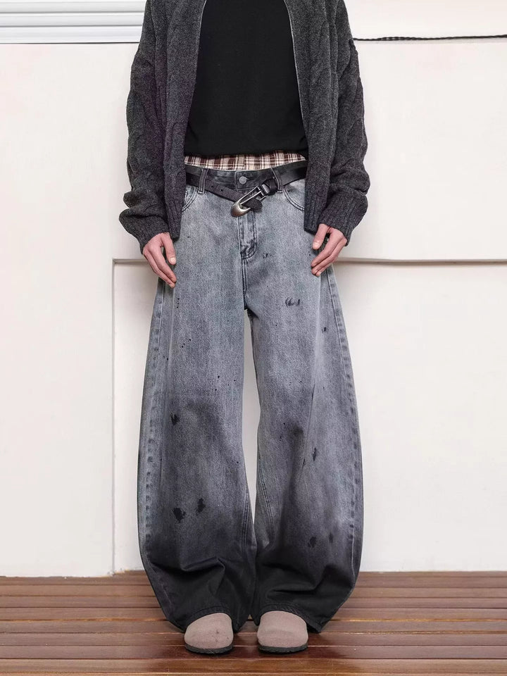 Men's Full Size Washed Wide Leg Jeans Plus Size