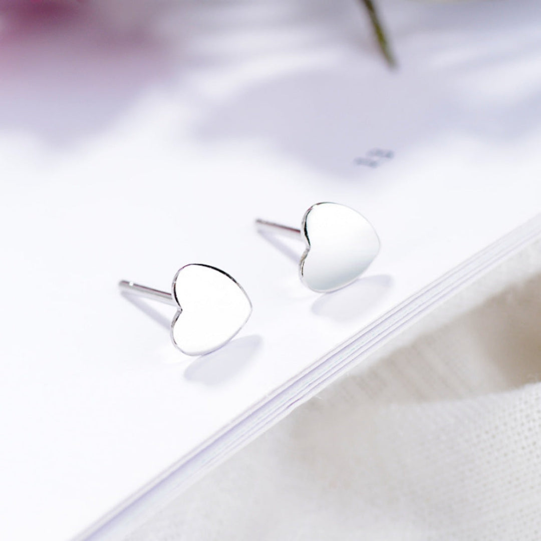925 Sterling Silver Heart Stud Earrings