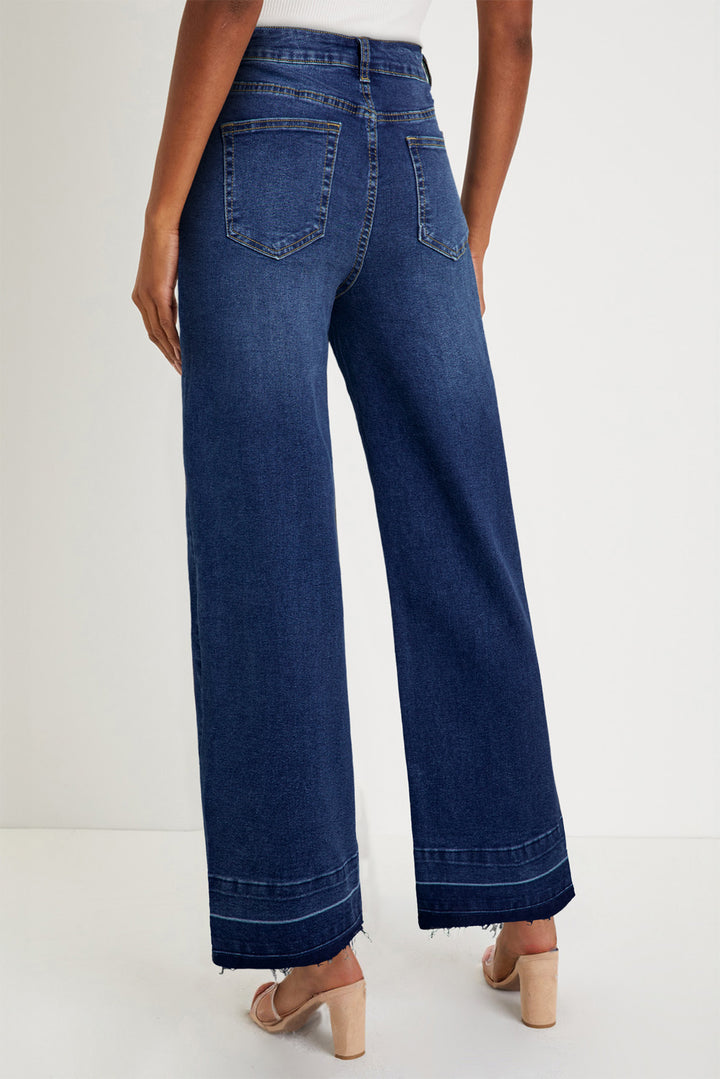 Real Teal Raw Hem Unique Cuffs Straight High Rise Loose Jeans