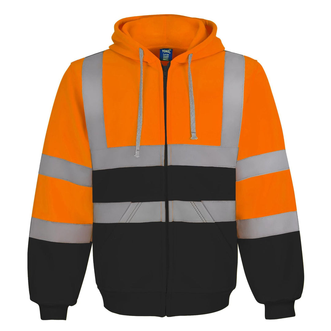 Reflective Hooded Zip-up Sweatshirt With Custom Printing And Embroidery For Export