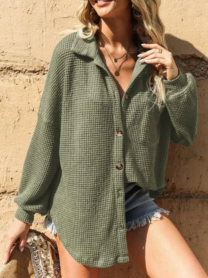 Waffle Knit Button-Down Shirt