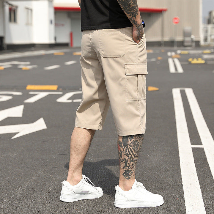 New Summer Thin American-Style Minimalist Casual Mens Cropped Trousers