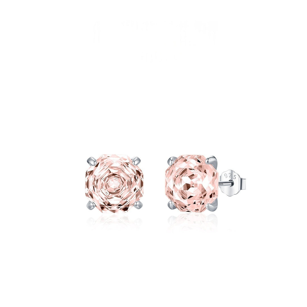 Basic Rose-cut Sparkling Diamond Stud Earrings Unisex Accessory