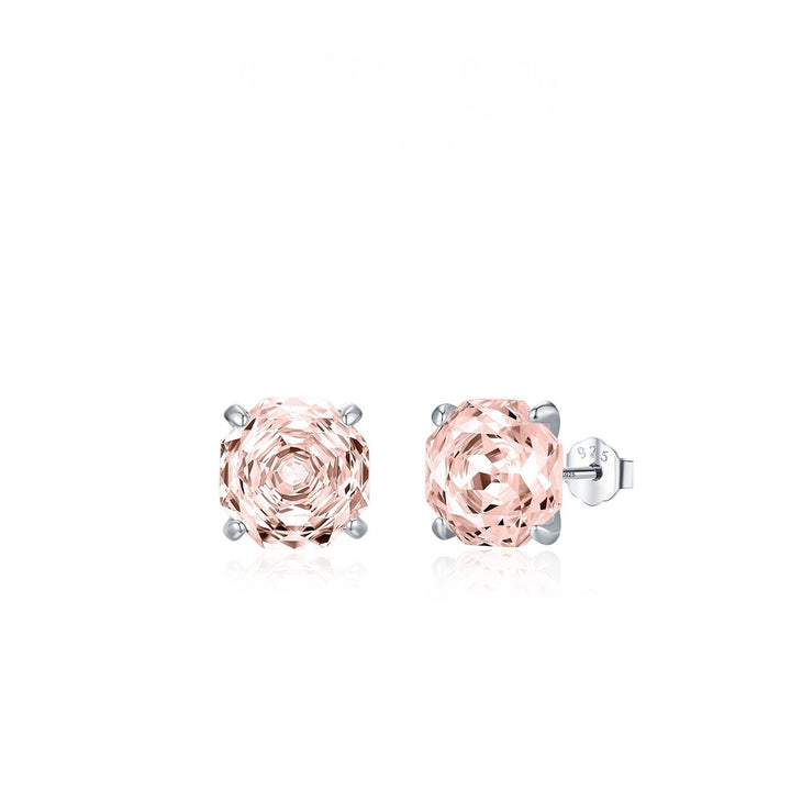 Basic Rose-cut Sparkling Diamond Stud Earrings Unisex Accessory