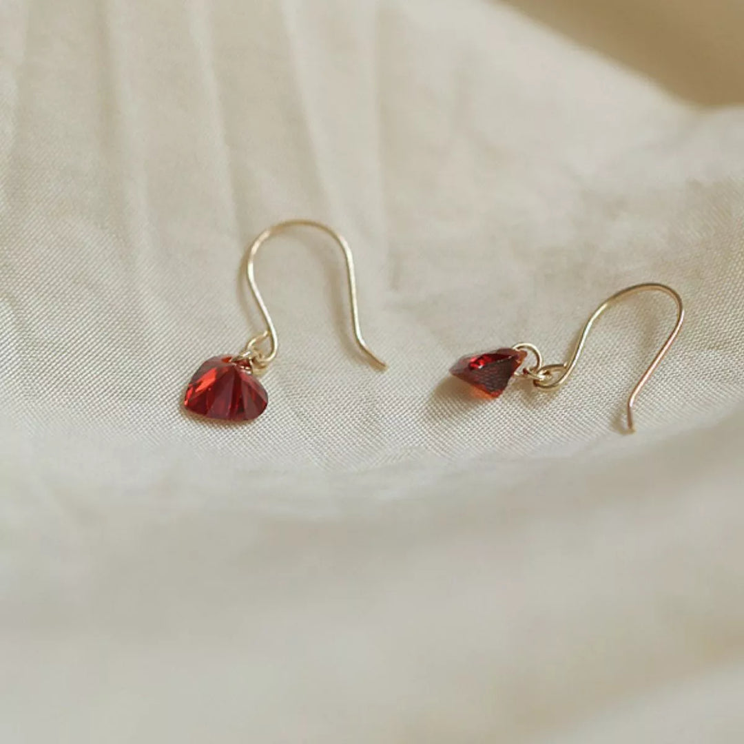 Zircon Heart Drop Earrings