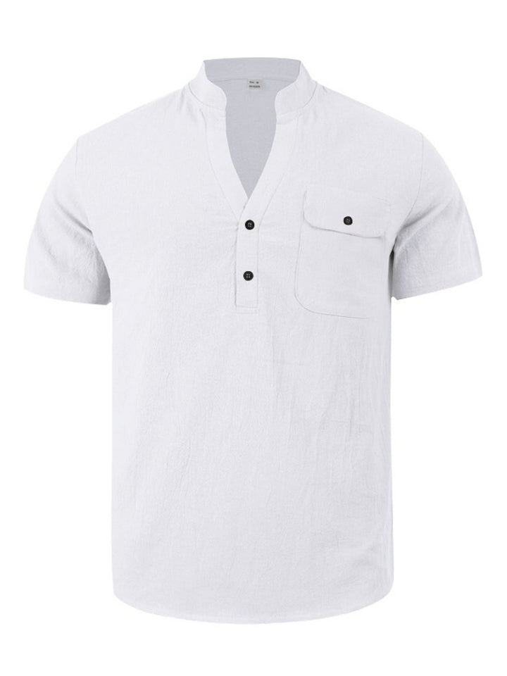 Men's Full Size Button Detail Short Sleeve Shirt Plus Size