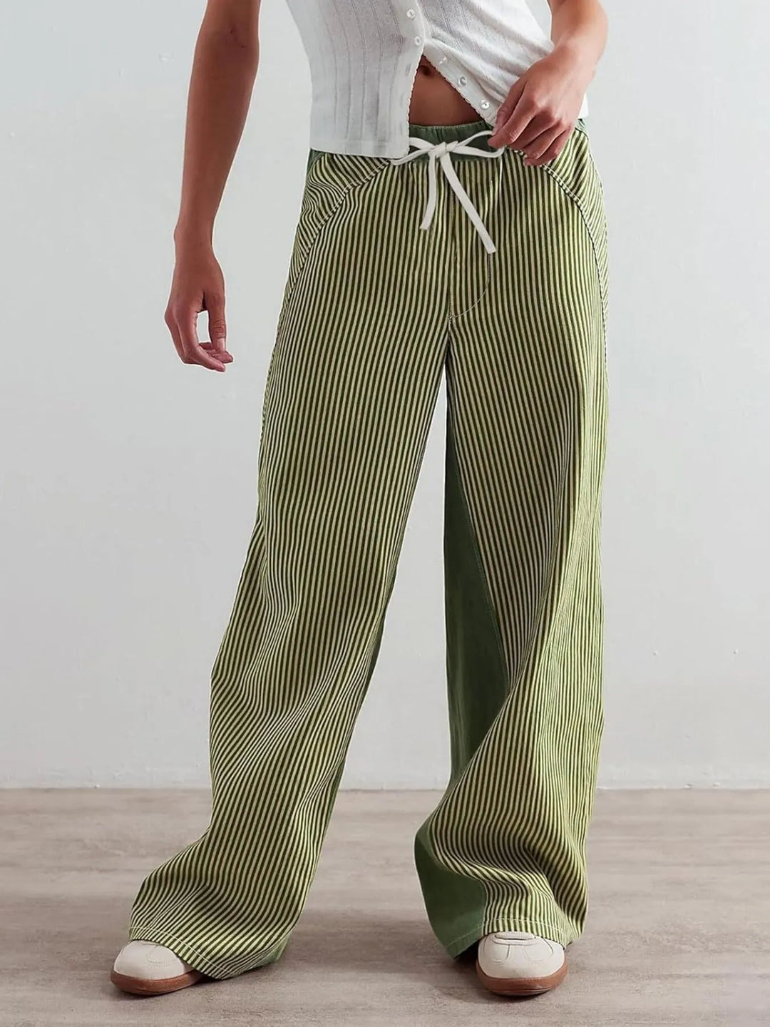 Striped Wide Leg Jeans