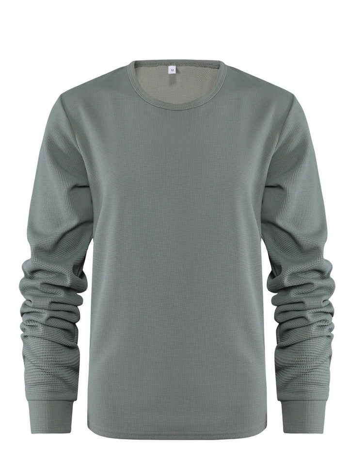 Men's Plus Size Waffle Knit Long Sleeve T-Shirt