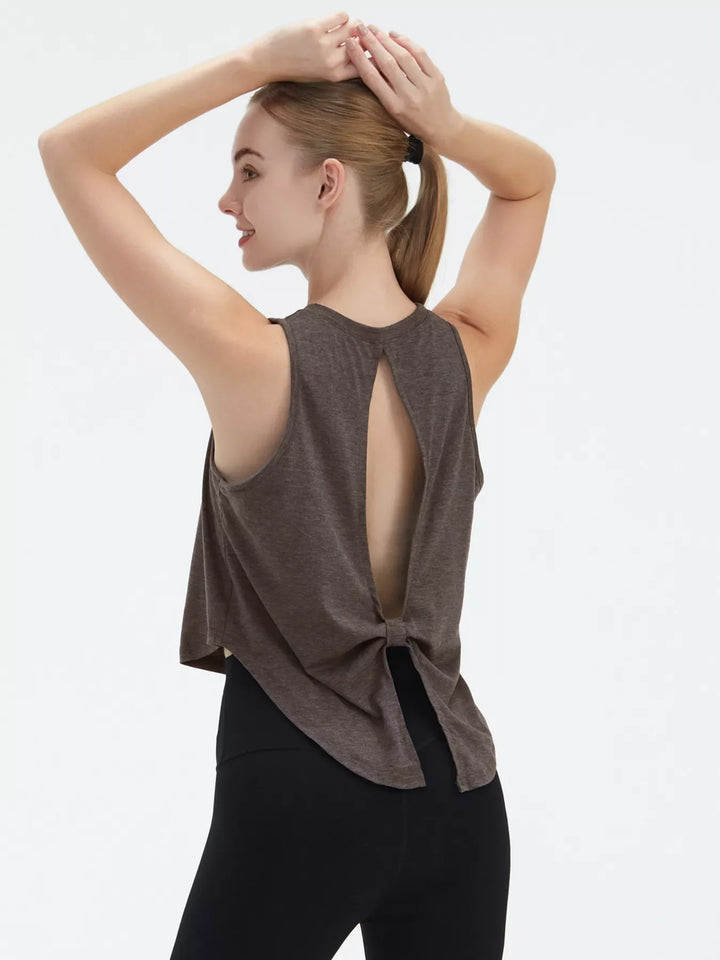Cutout Back Round Neck Active Tank