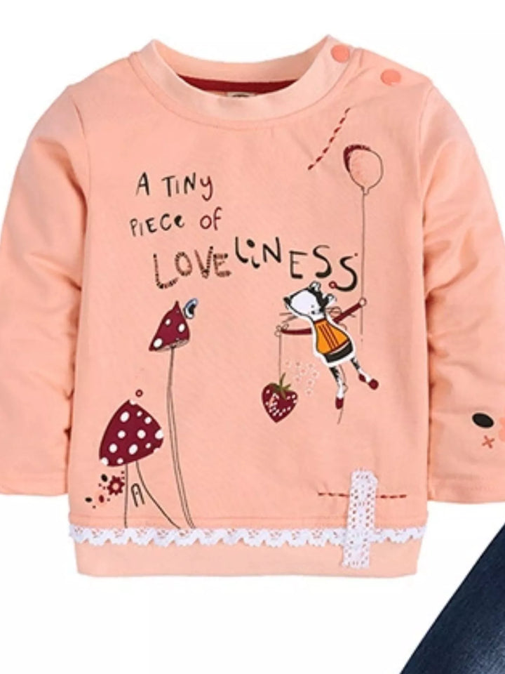 Children's Round Neck Top and Jeans Set