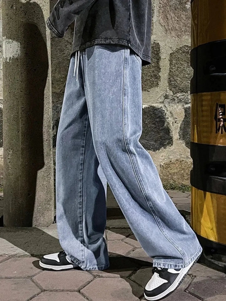 Men's Full Size Drawstring Wide Leg Jeans Plus Size