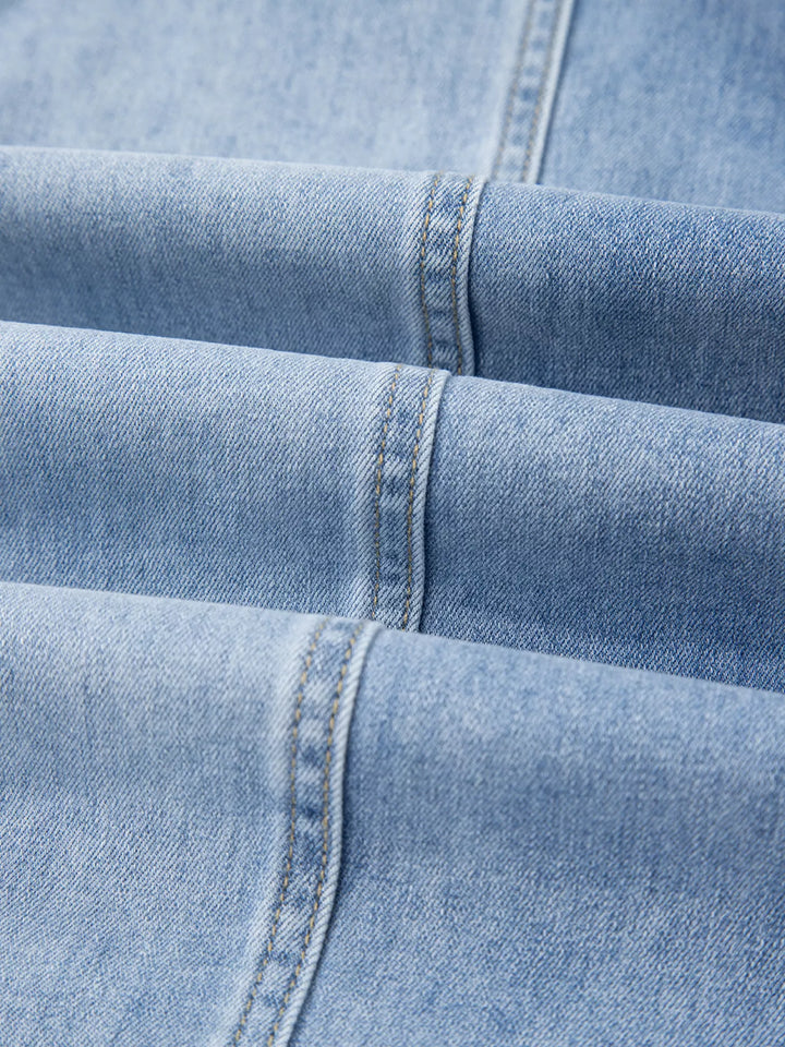 Wide Leg Drawstring Raw Hem Jeans