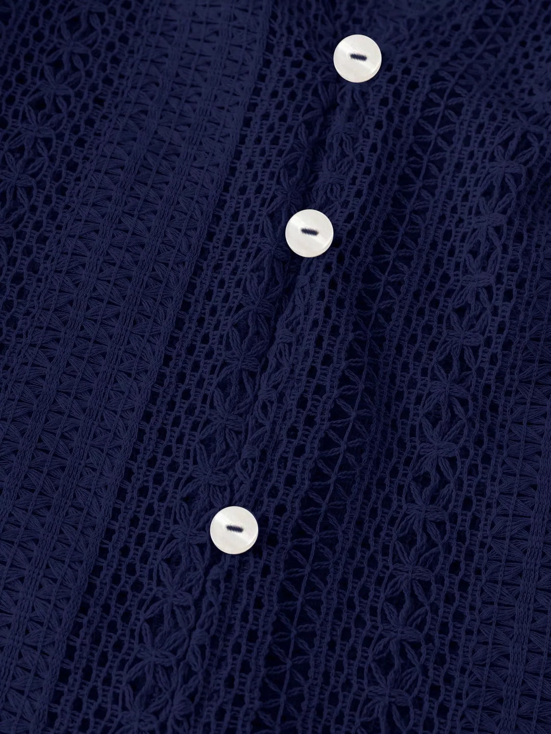 Lace Notched Long Sleeve Shirt