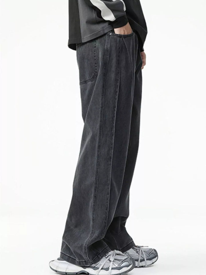 Men's Washed Relaxed Fit Wide Leg Jeans