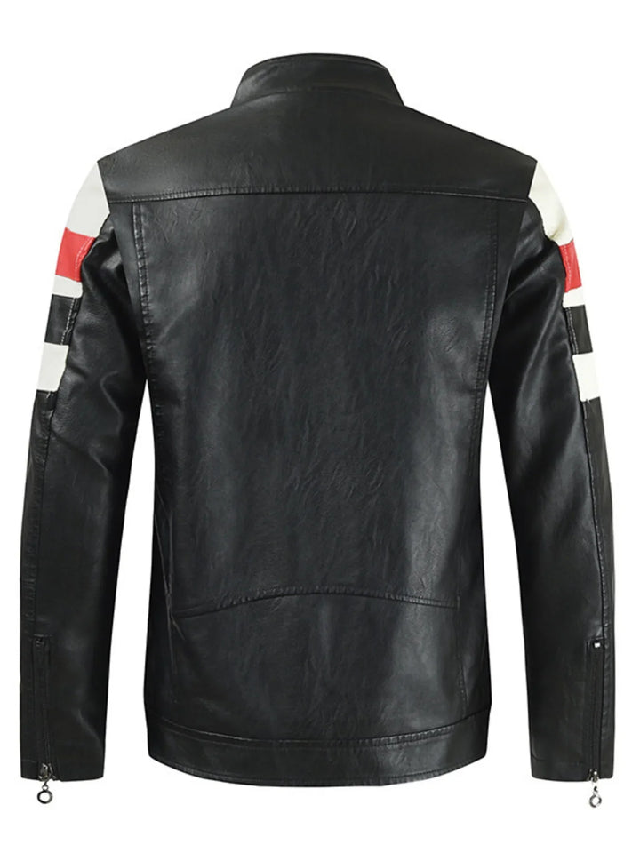 Men's Plus Size Contrast Zip Up Long Sleeve Jacket