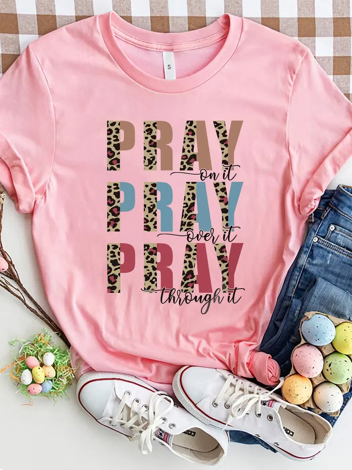 Letter Graphic Round Neck Short Sleeve T-Shirt