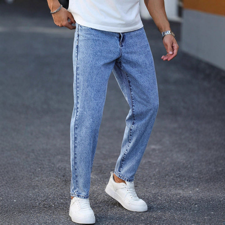 New Mens Light Blue Tapered Jeans