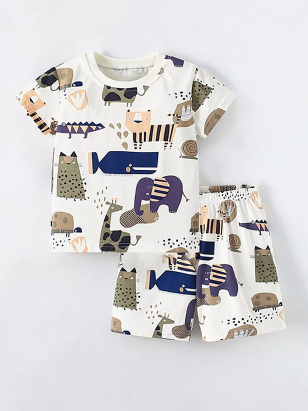 Children's Animal Print Short Sleeve Tee and Shorts Set