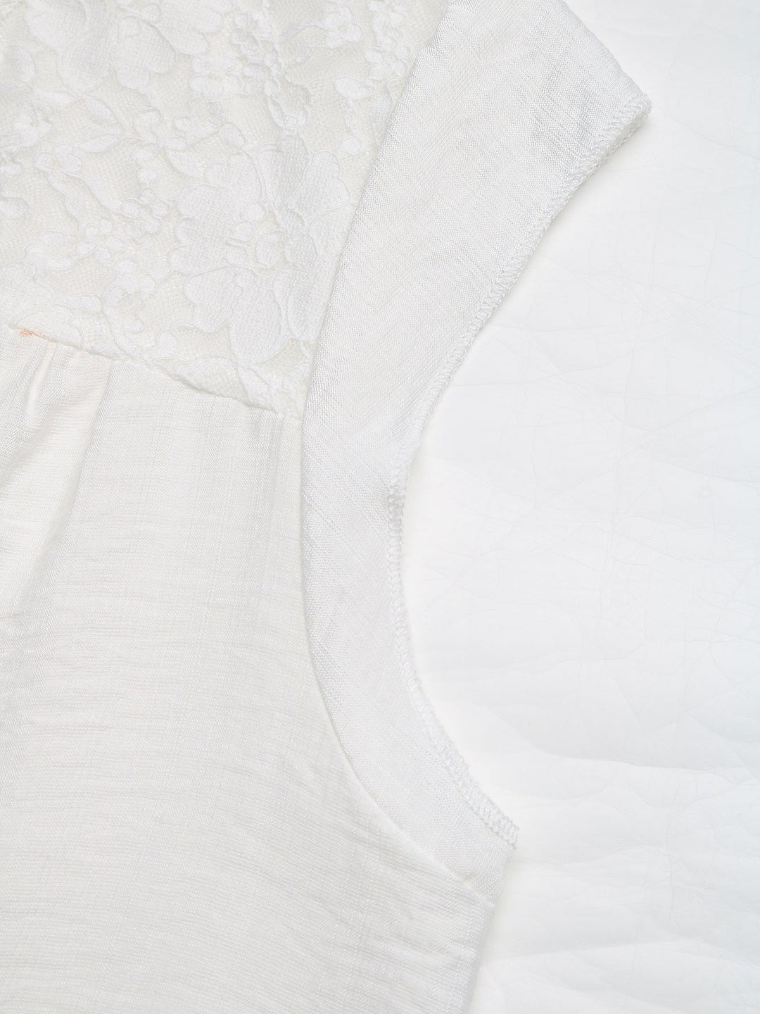 Lace Trim Notched Blouse