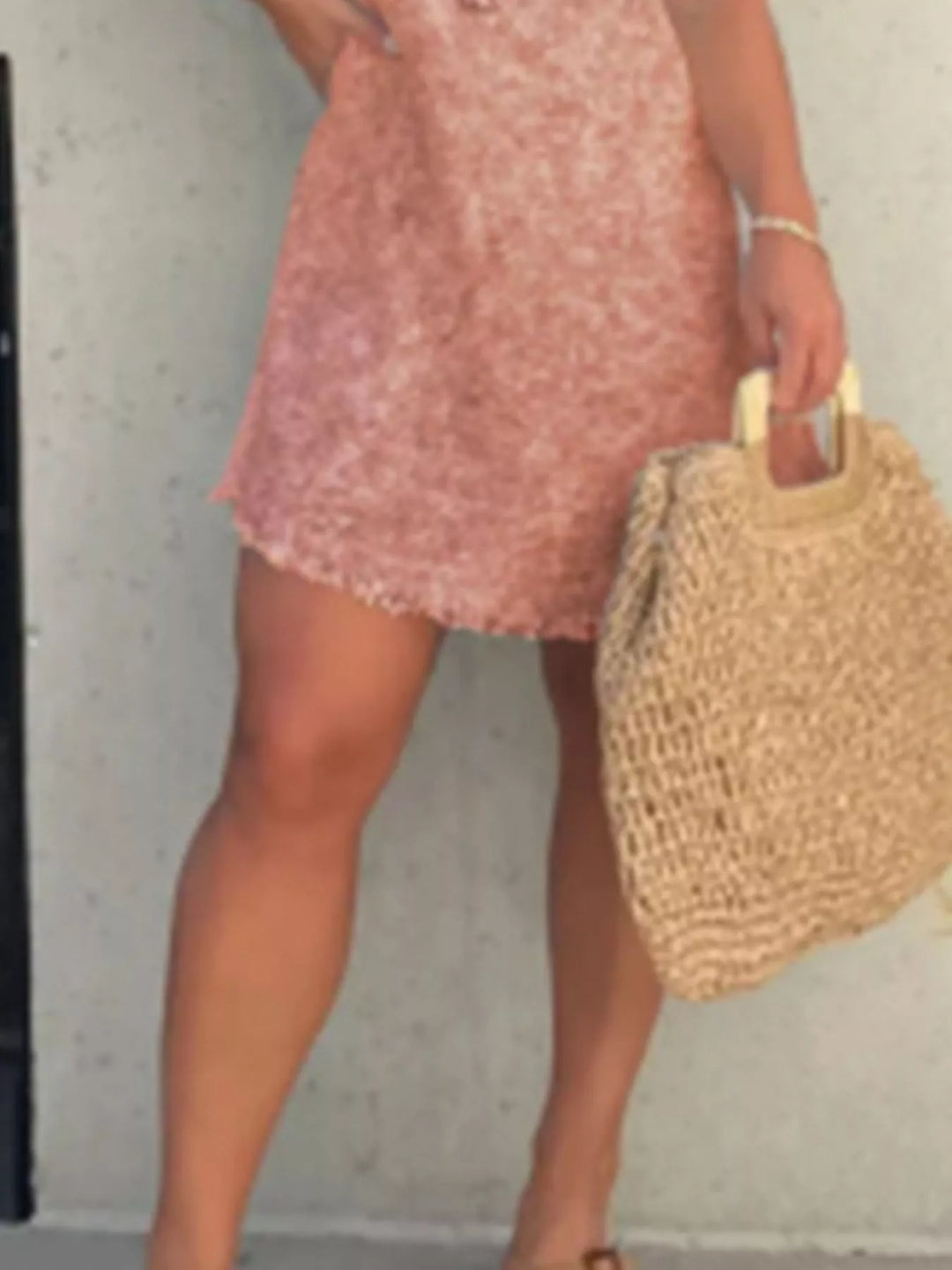 Full Size Raw Hem Short Sleeve Dress Plus Size