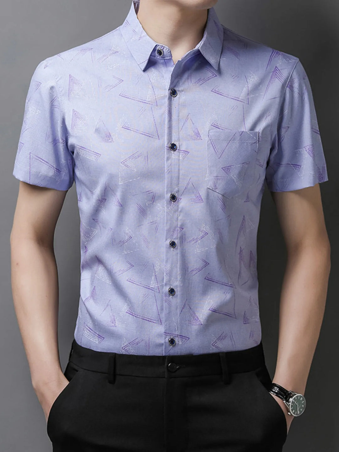 Men's Plus Size Geometric Print Short Sleeve Shirt