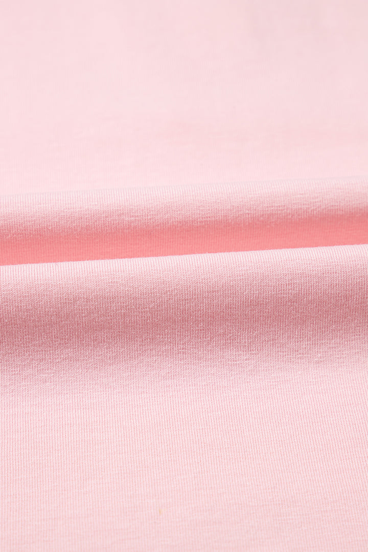 Pink Colorblock Long Sleeve Buttons Henley Top