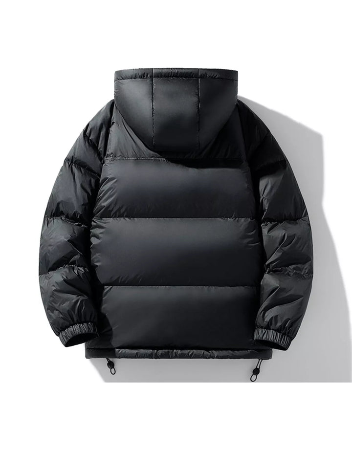 Men's Full Size Hooded Puffer Jacket with Drawstring Hem Plus Size