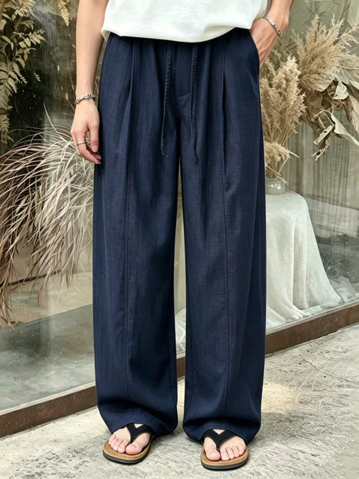 Men's Plus Size Wide Leg Pants with Drawstring Waist