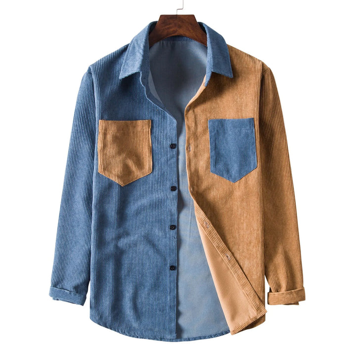 Men's Plus Size Two Tone Long Sleeve Shirt