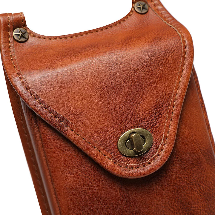 Cowhide Leather Crossbody Bag with Metal Clasp