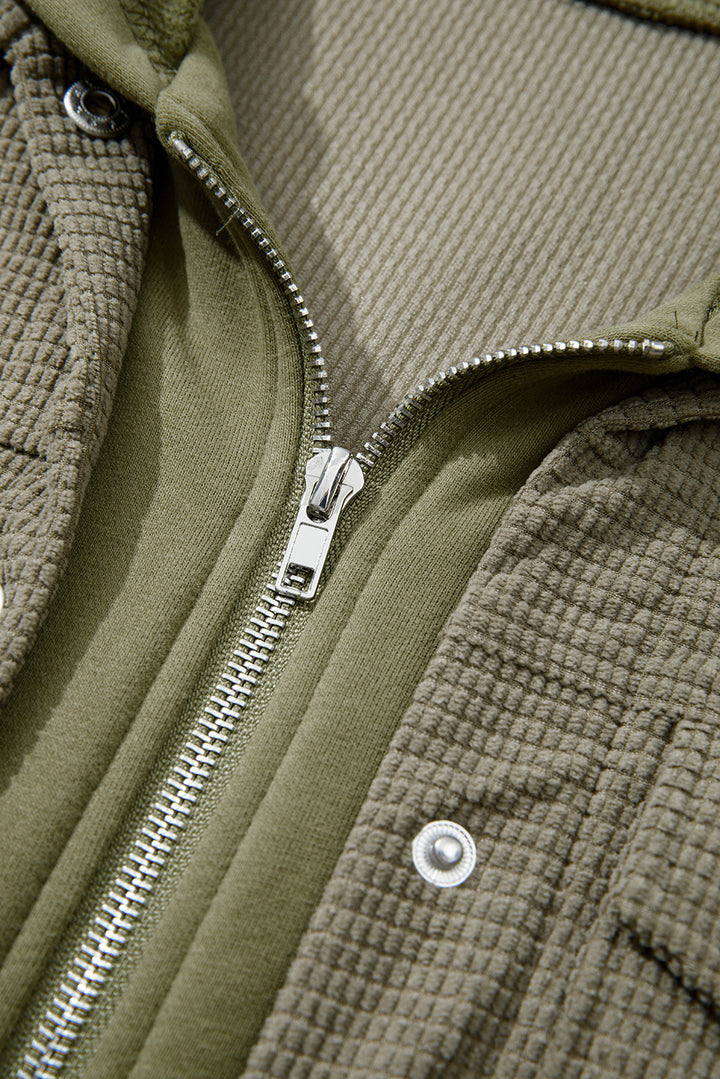 Laurel Green 2 in 1 Thermal Knit Textured Hooded Jacket