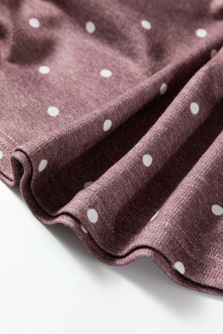 Dark Brown Polka Dot Boat Neck Knit Long Sleeve T Shirt