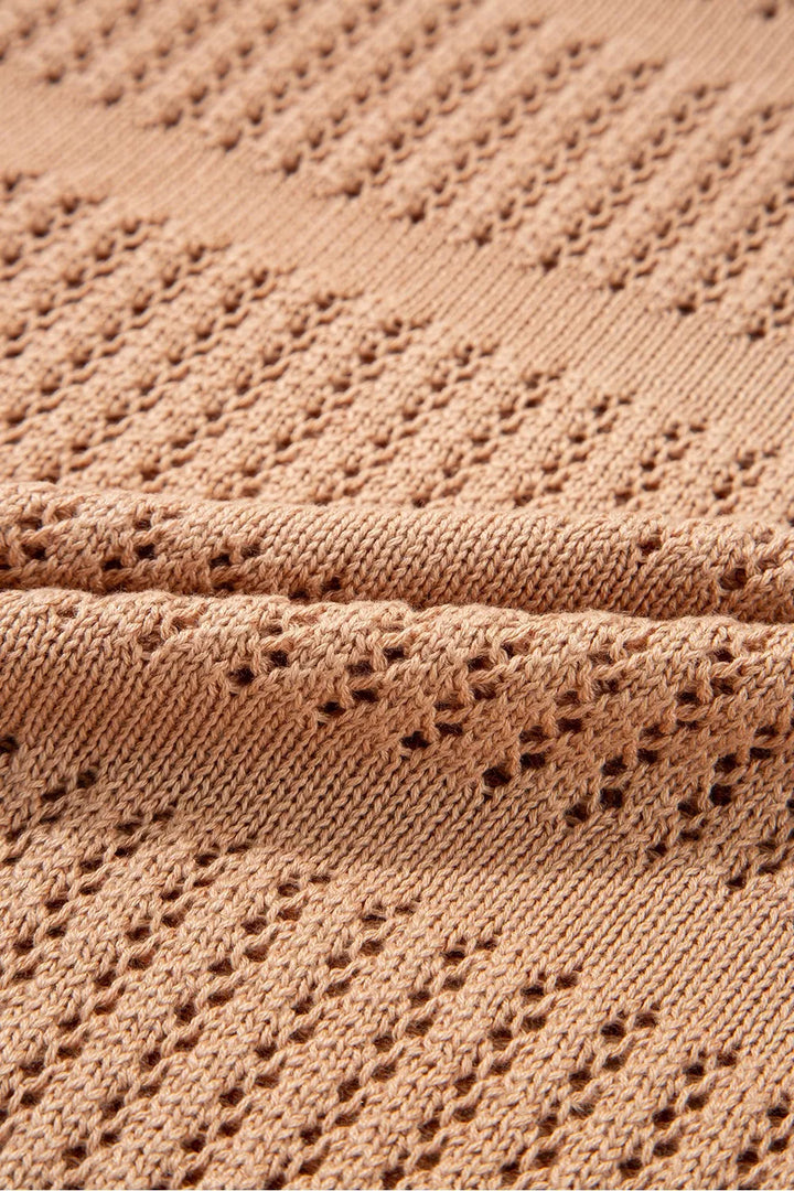 Openwork Round Neck Knit Top