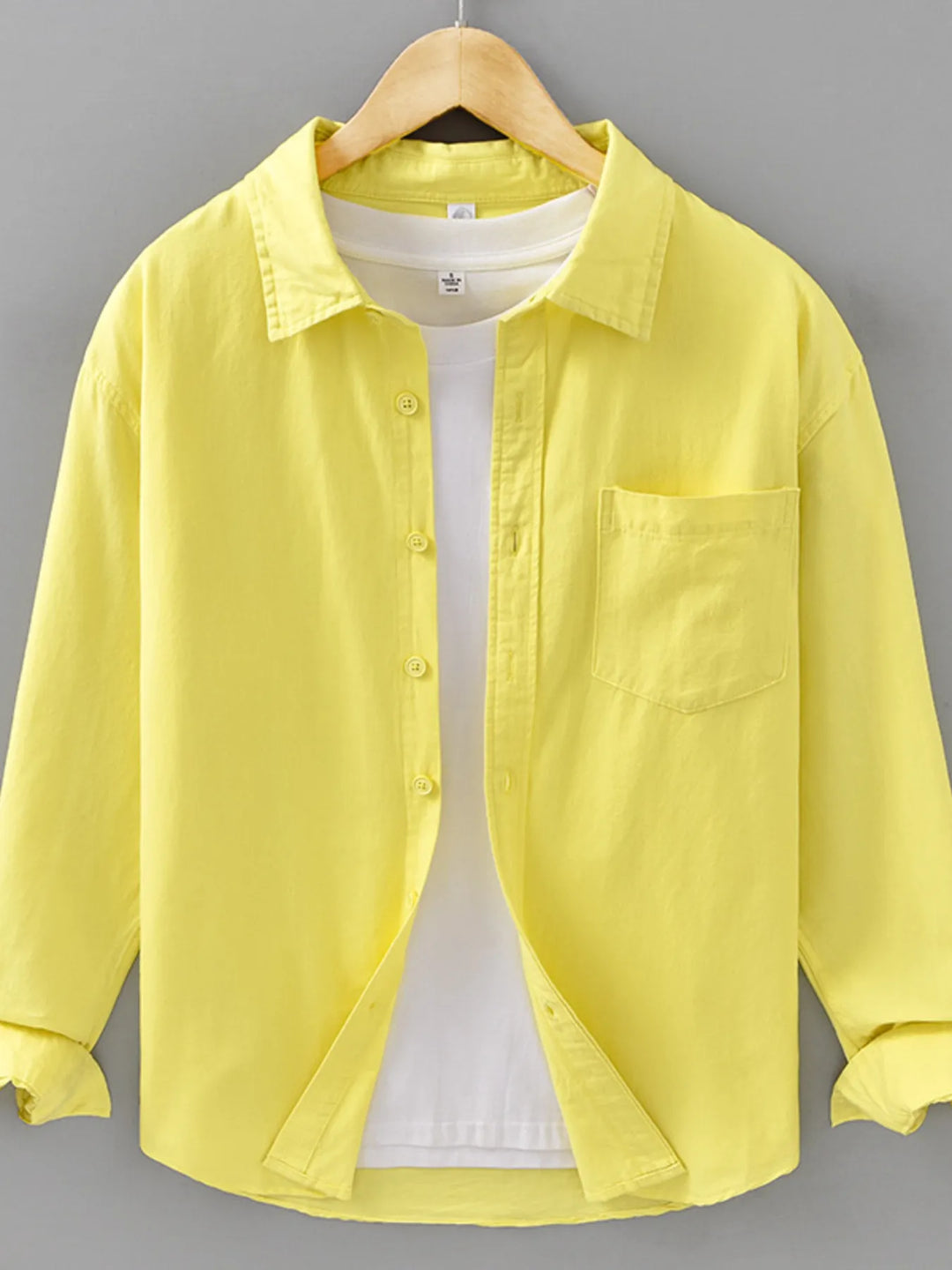 Men's Plus Size Casual Solid Color Long Sleeve Shirt