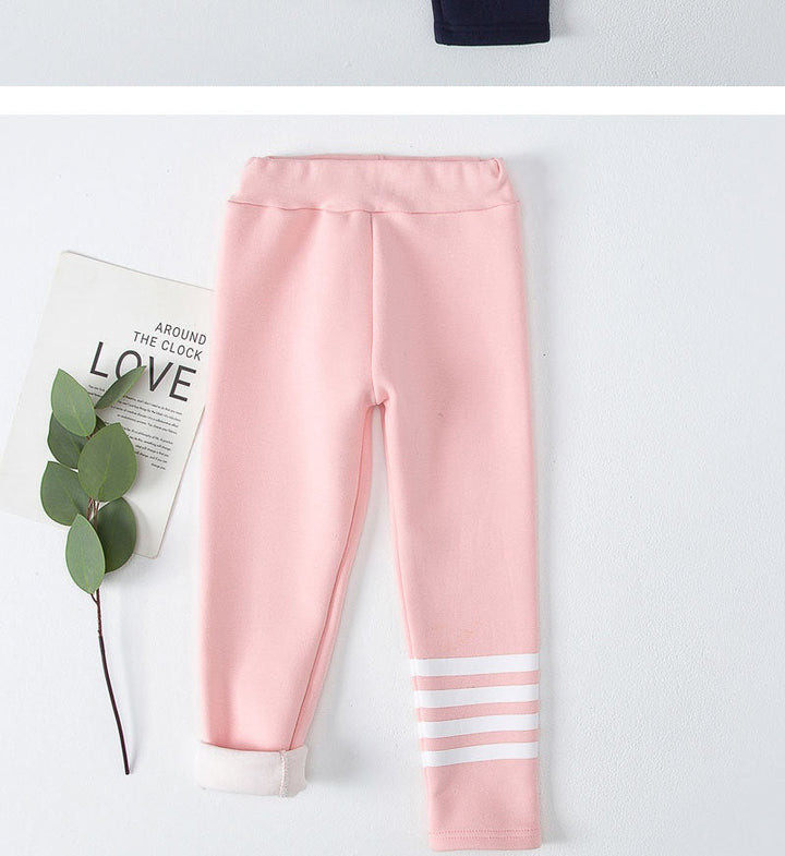 Winter Fleece-lined Thickened Leggings For Girls