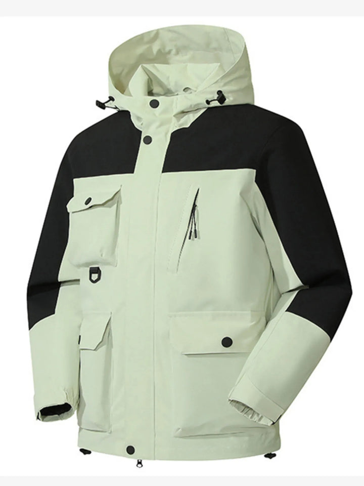 Men's Full Size Multi-Pocket Long Sleeve Hooded Jacket Plus Size