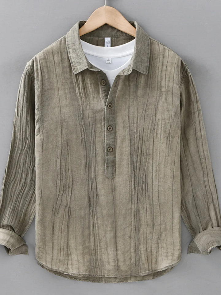 Men's Plus Size Button Detail Long Sleeve Blouse