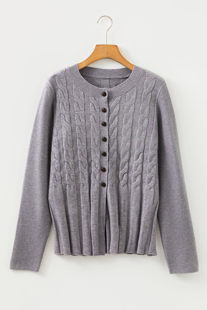 High Cable Knit Cardigan Sweater